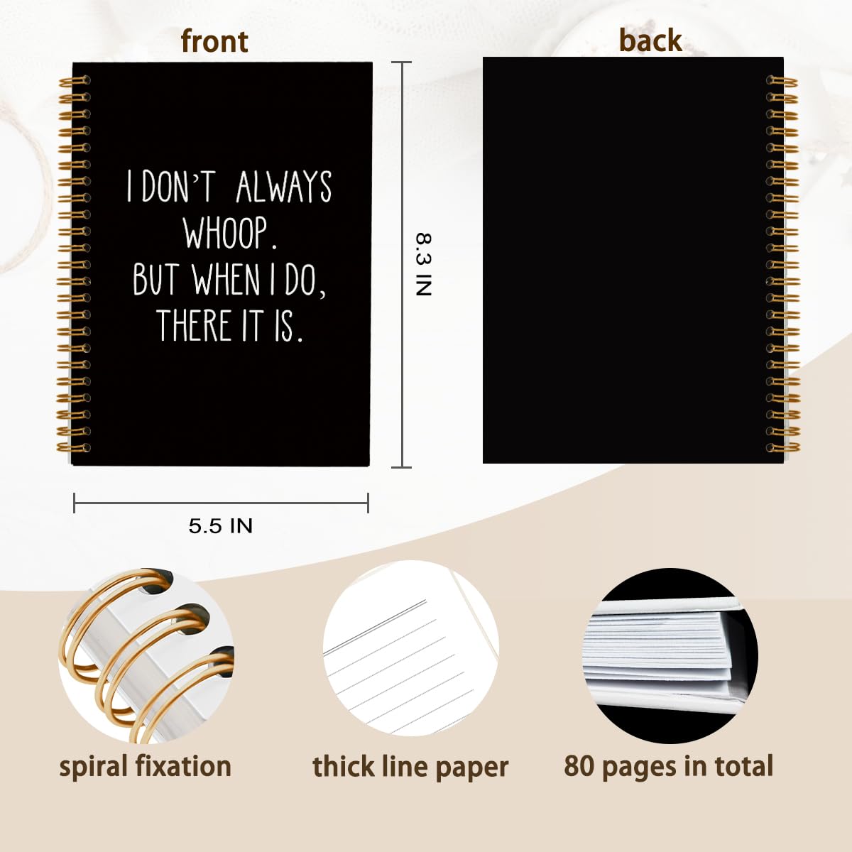 hold fizz Divertidos cuadernos de oficina para el trabajo, I Don't Always Whoop, diario sarcástico para tomar notas para adultos, regalos de aliento de graduación, cuaderno de espiral de tapa dura de