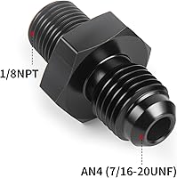 Vista 2 de 4AN macho a 1/8NPT adaptador de unión recta de conector de tubería de aluminio negro 4 piezas