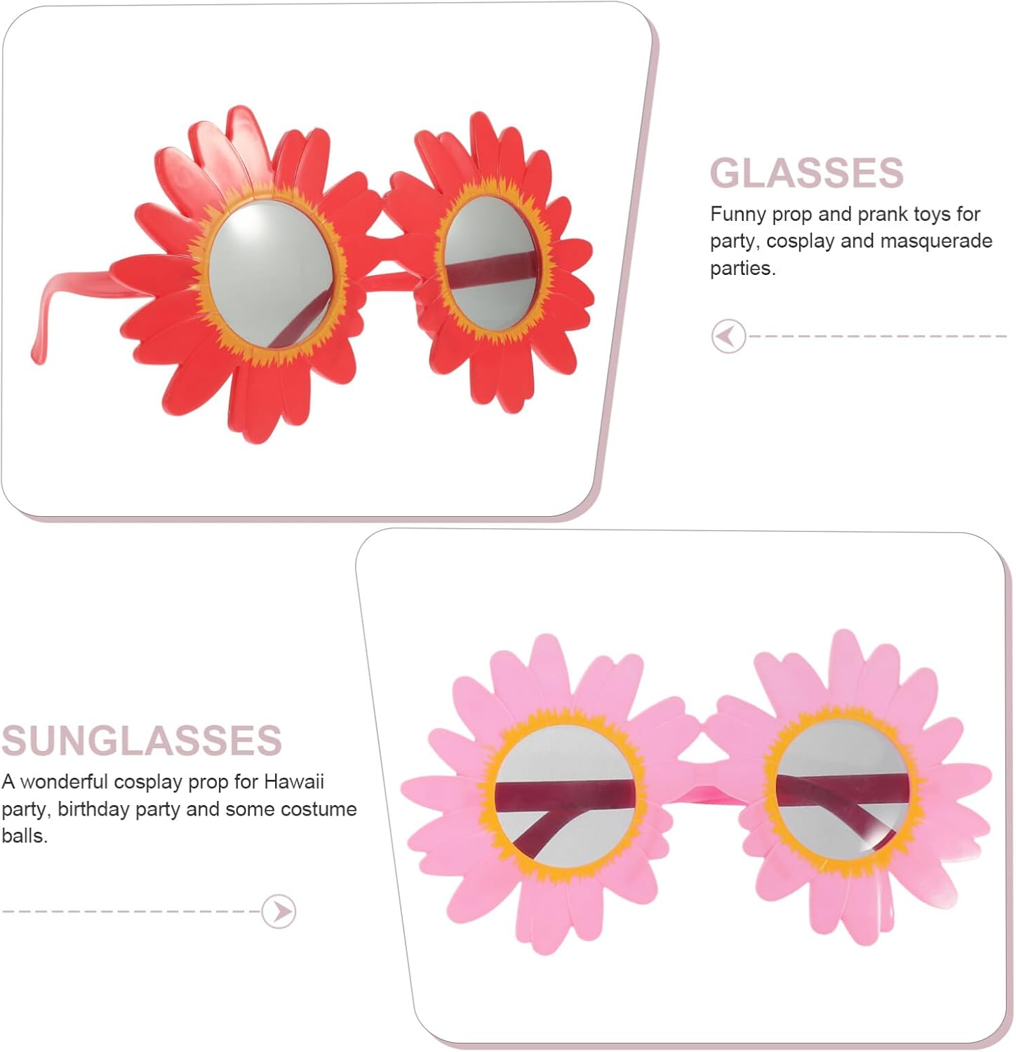 Sunflower Sunglasses for Women 4Pcs Funny Party Glasses Props Lightweight Plastic Hawaii Holiday Dance Accessories Beach Photo Booth Eyewear - Image 4