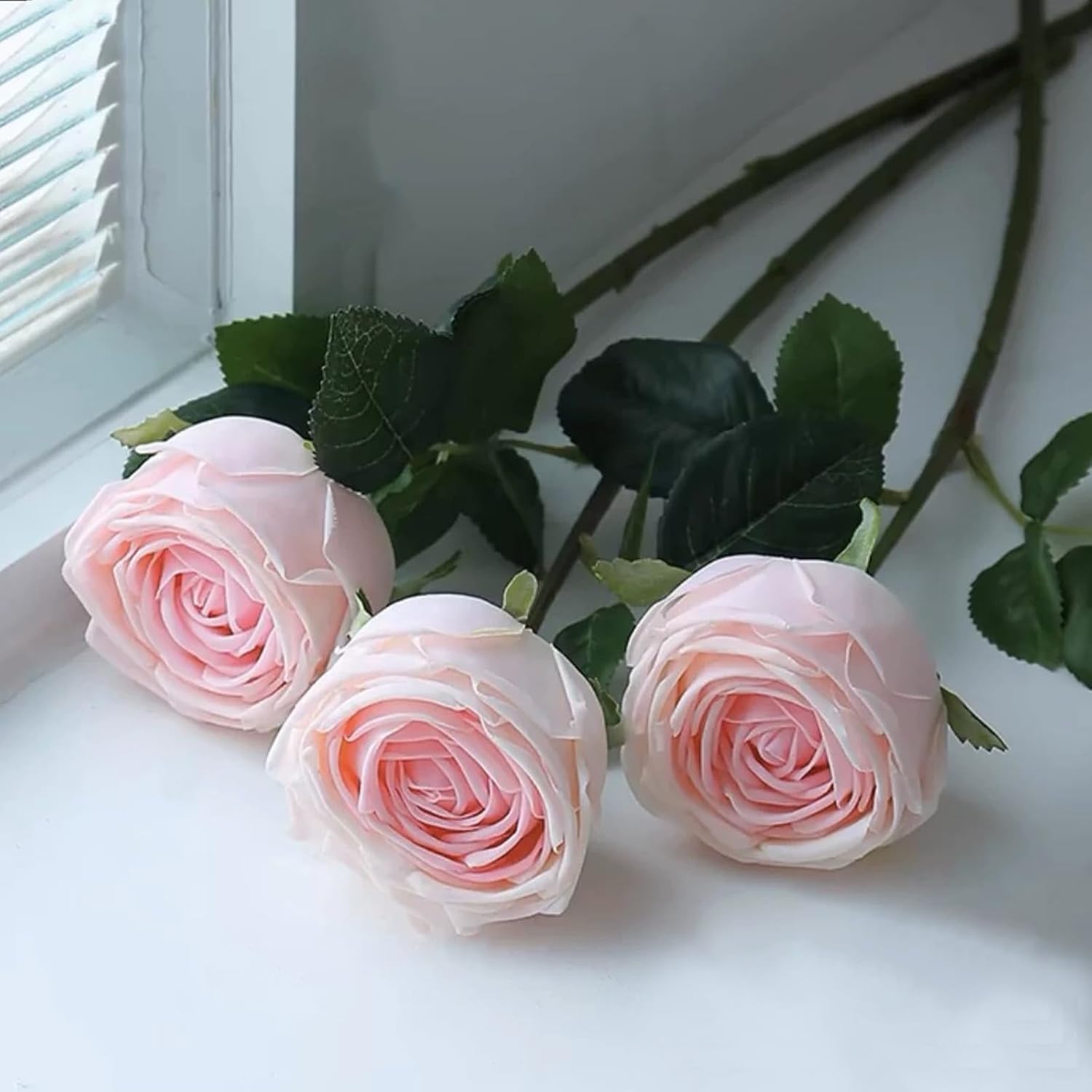 5Pcs Realistic Touch Artificial Roses - Moisturizing Faux Roses for Home Decor, Weddings, Parties, Gifting, Gardening & Floral Arrangements (Pink) - Image 5