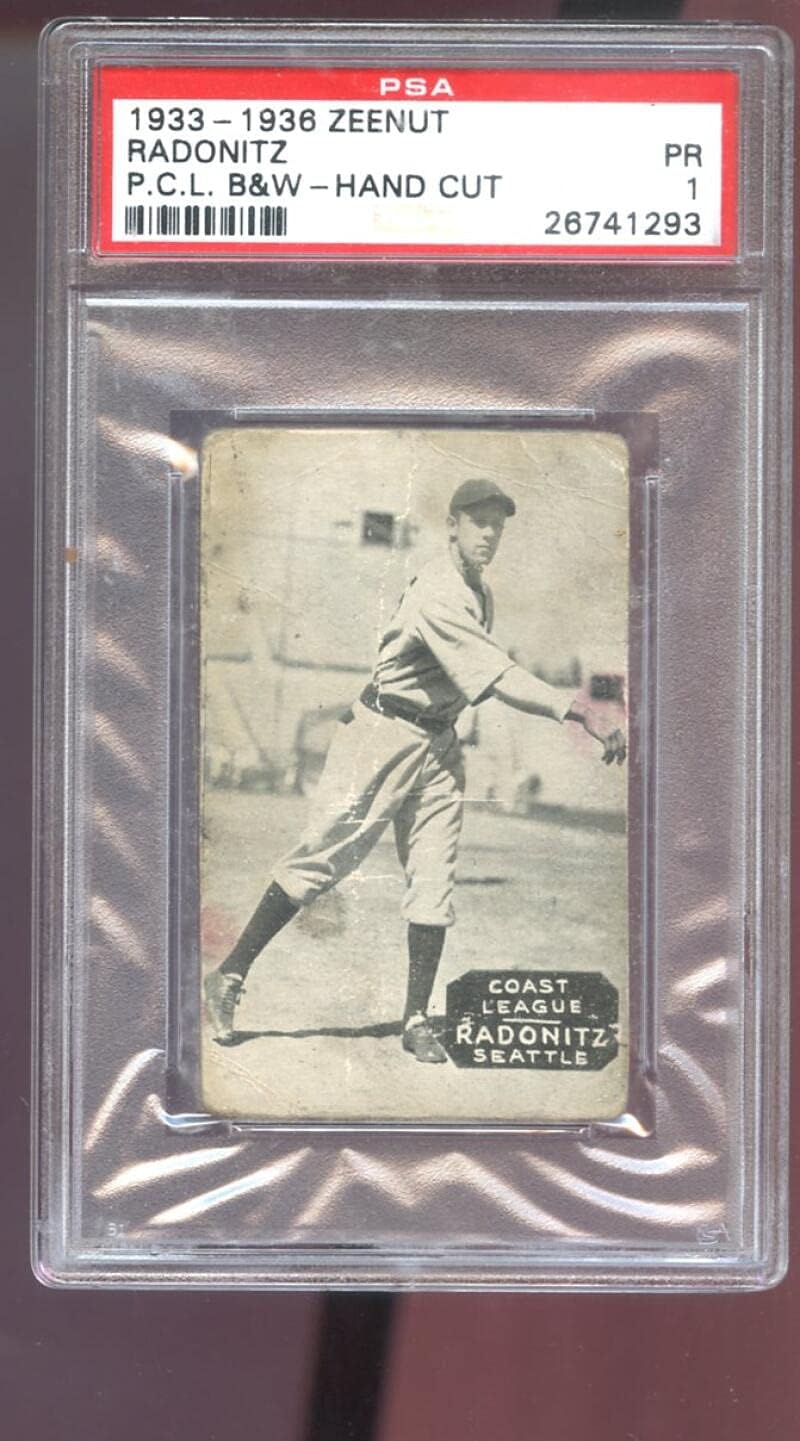 1933 1936 Zeenut Zeenuts Bill Radonits Radonitz PSA 1 Graded Baseball Card Pacific Coast League PCL P.C.L. 1934 1935 San Francisco Seals