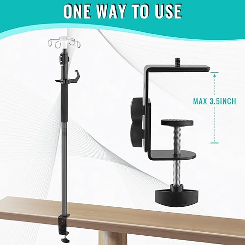 Miniatura 3 de Crilealym Postes de mesa IV, soporte telescópico de escritorio IV de 32 a 56 pulgadas con 4 soportes para bolsas IV, poste de extensión de tubo