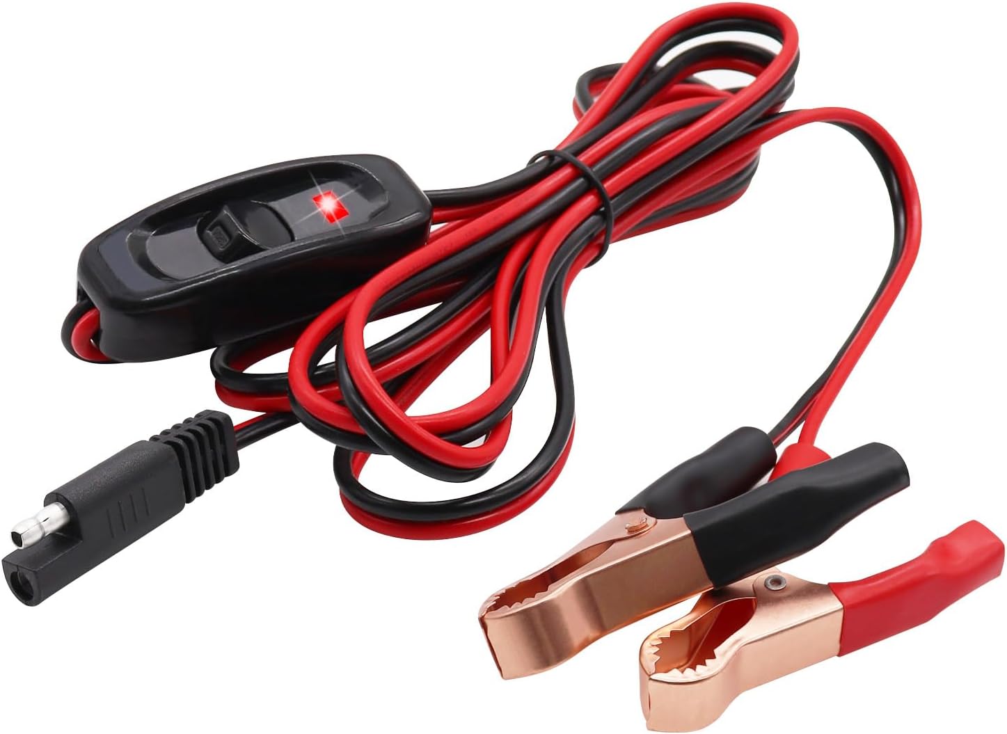mxuteuk 8FT SAE 16AWG Wire Harness with On/Off Switch Gold Alligator Clips,12V Sprayer Parts Switch Wire Harness with Lamp,for Sprayers,Tractors,ATV,UTV,and Other Battery Power Supplie