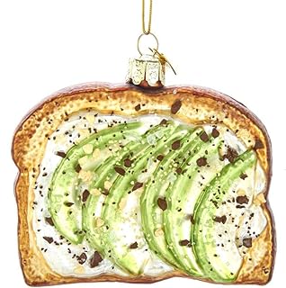 Kurt Adler Noble Gems Avocado Toast Glass Ornament, 3.75-Inch Tall