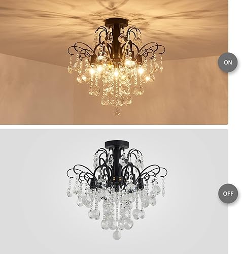 Miniatura 5 de WUZUPS Lámpara de techo de cristal empotrada, lámpara de techo moderna para dormitorio, pasillo, bar, cocina, baño, 17.5 pulgadas de alto x 19.3