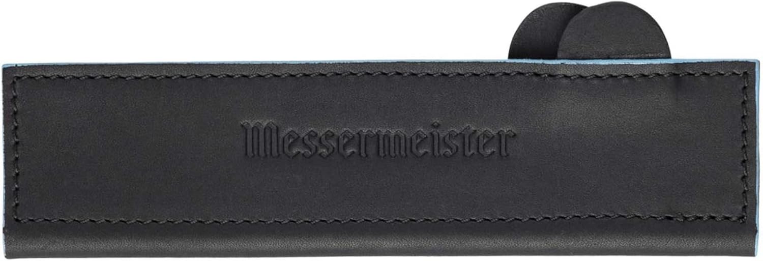 Messermeister 10.5" Black Magnetic Leather Edge-Guard - Handcrafted, Stylish & Functional Safety Accessory for Knife - 2 Blade Entry Notches - 10.5" x 2.125"