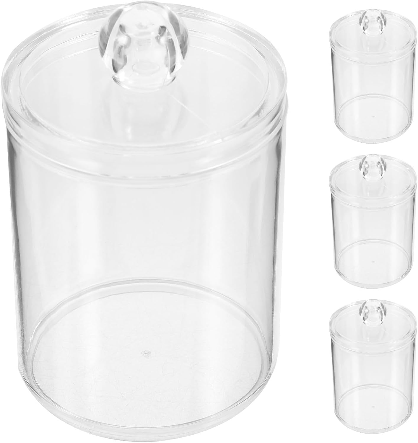 4pcs Plastic Bathroom Jars with Lids for Cosmetics and Small Items Storage, Large Capacity Organizer with Smooth Surface, for Bathroom Vanity Storage