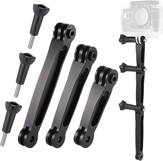 Zocipro 3-in-1 Extension Arm Mount Kit, Aluminum Alloy Extension Arm, Pivot Extension Arm Compatible for GoPro Series, SJCAM and Other Action Cameras
