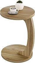 WOLTU C-Shaped Side Table, Round Coffee Table, Sofa End, MDF, 38 x 55 cm, Light Oak, BTS20hei