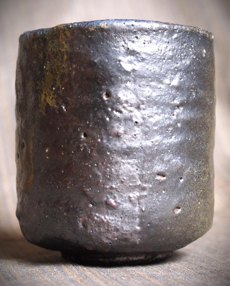 作家 森本良信 師：安倍安人 黒備前コバルトブルー湯のみ合箱 作家 森本