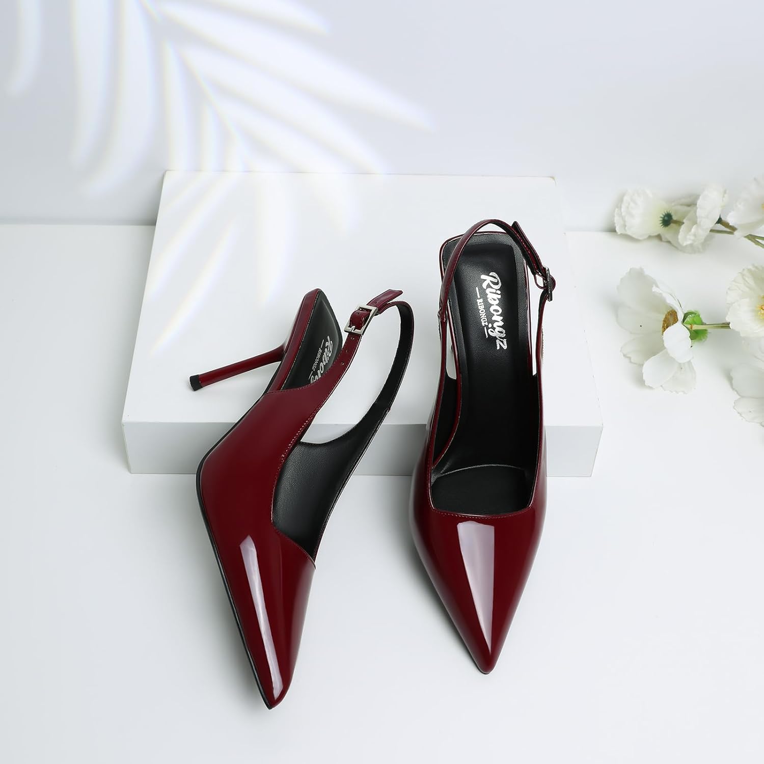 RIBONGZ Sexy Slingback Pumps Elegant Dressy Heels for Women Closed Toe Pointy High Heels Wedding Bride Prom Party Evening Shoes - Image 7