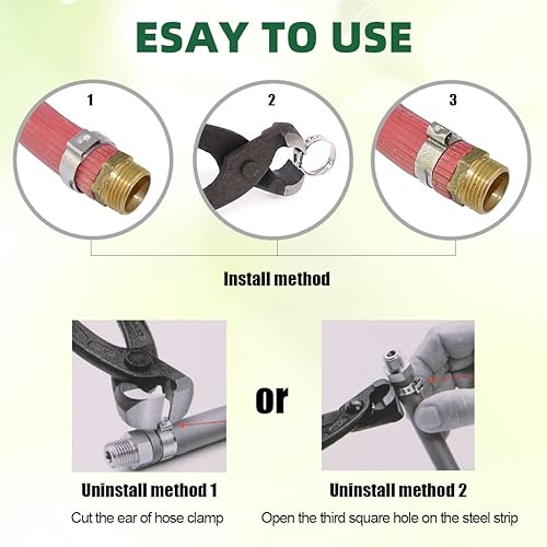 Miniatura 5 de Keadic 52 piezas de abrazadera de manguera de oreja y cortador de tubería PEX para tubo de 1/8 a 1 1/4 pulgadas con abrazaderas de acero inoxidable