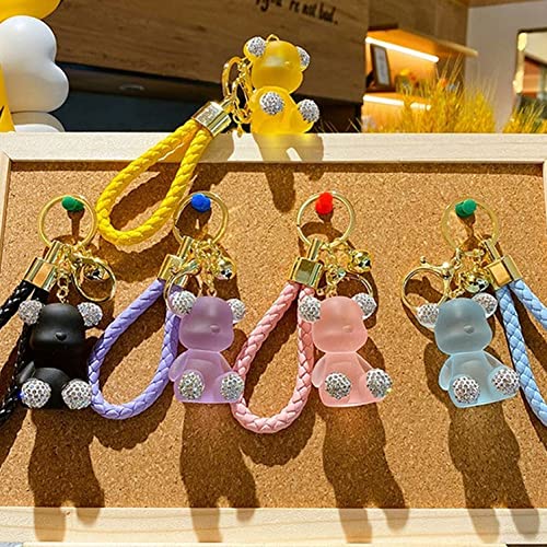 Cute Diamond Bear Keychain Kawaii Keychains Wristlet Strap Wrist Lanyard For Woman Girl #TOP6
