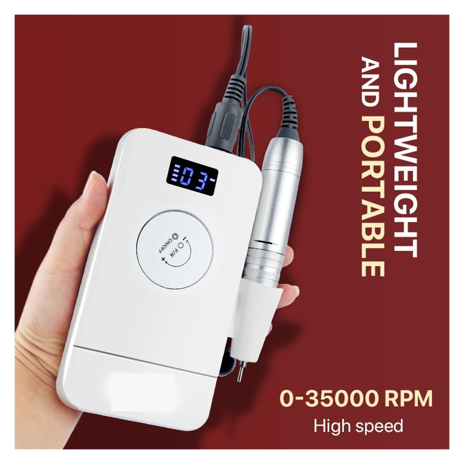 Trapano elettrico professionale per unghie elettrico, 35000 giri/min, per lima per unghie in gel acrilico, strumento per levigatura manicure e pedicure (bianco A)