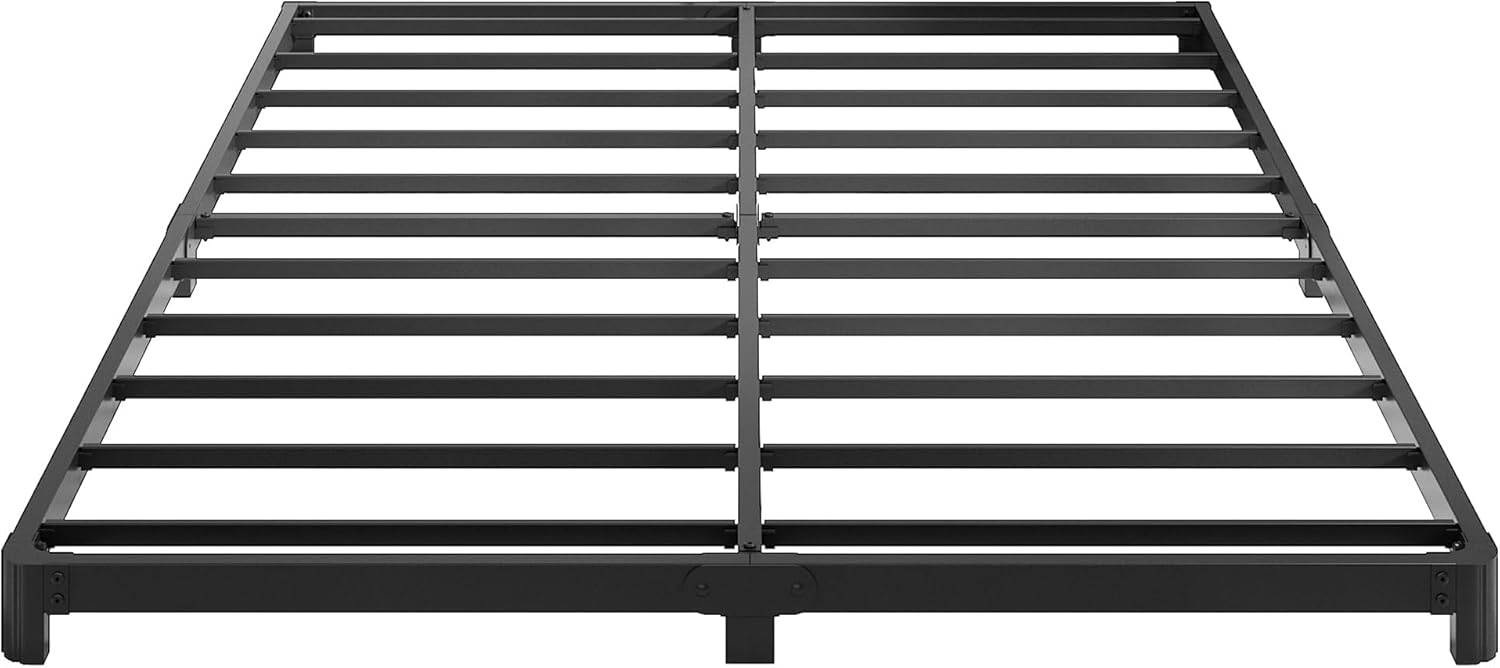 5 Inch King Bed Frame with Rounded Corner Legs, Sturdy Mattress Foundation, Heavy Duty Metal King Size Platform No Box Spring Needed, Noise Free, Easy Assembly, Black King 5 Inch