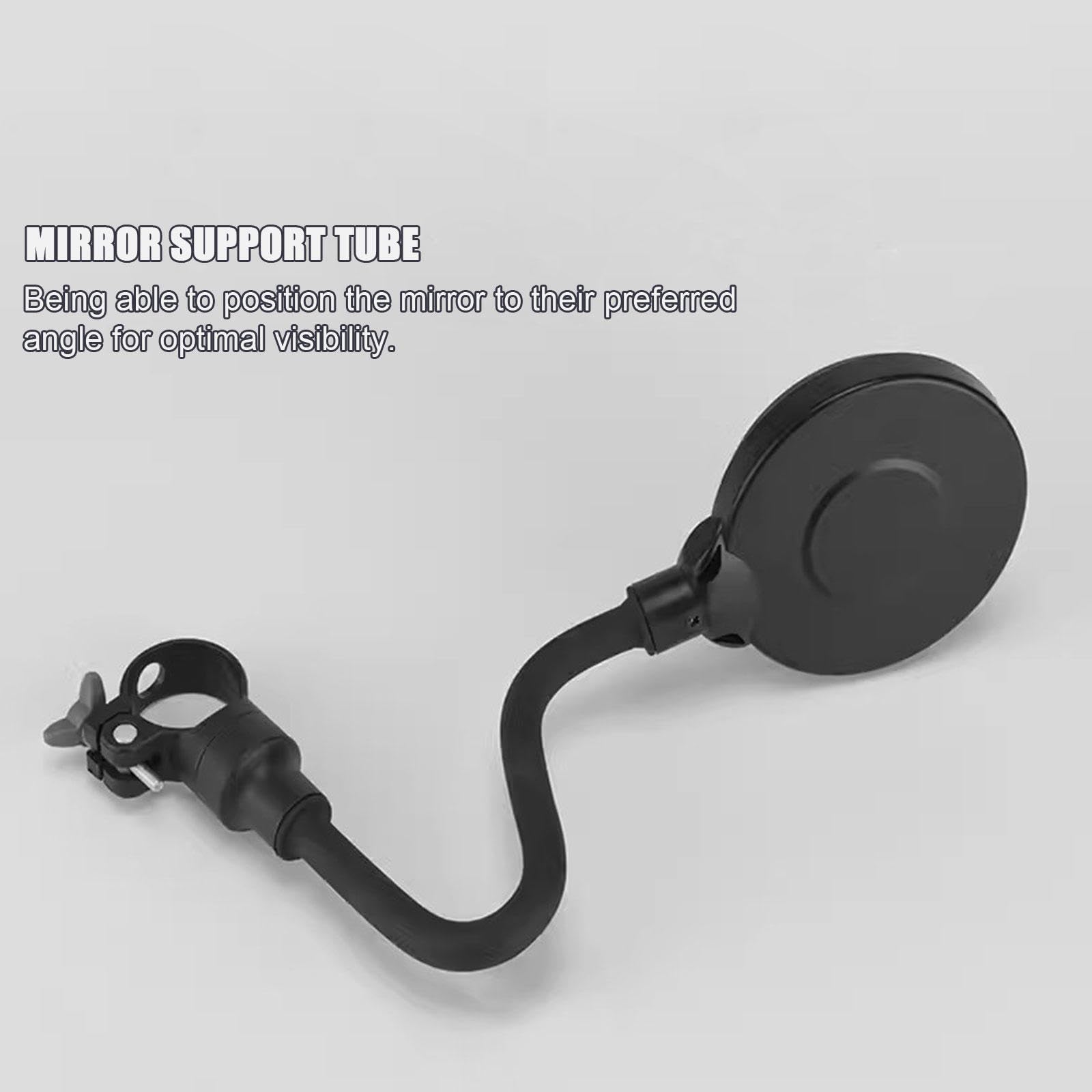 Support de Guidon de Rétroviseur de Vélo Rotatif à 360 ° Miroir de Vélo Sûr pour Vélo de Route de Montagne, Moto électrique,Black Acrylic Convex-1Piece
