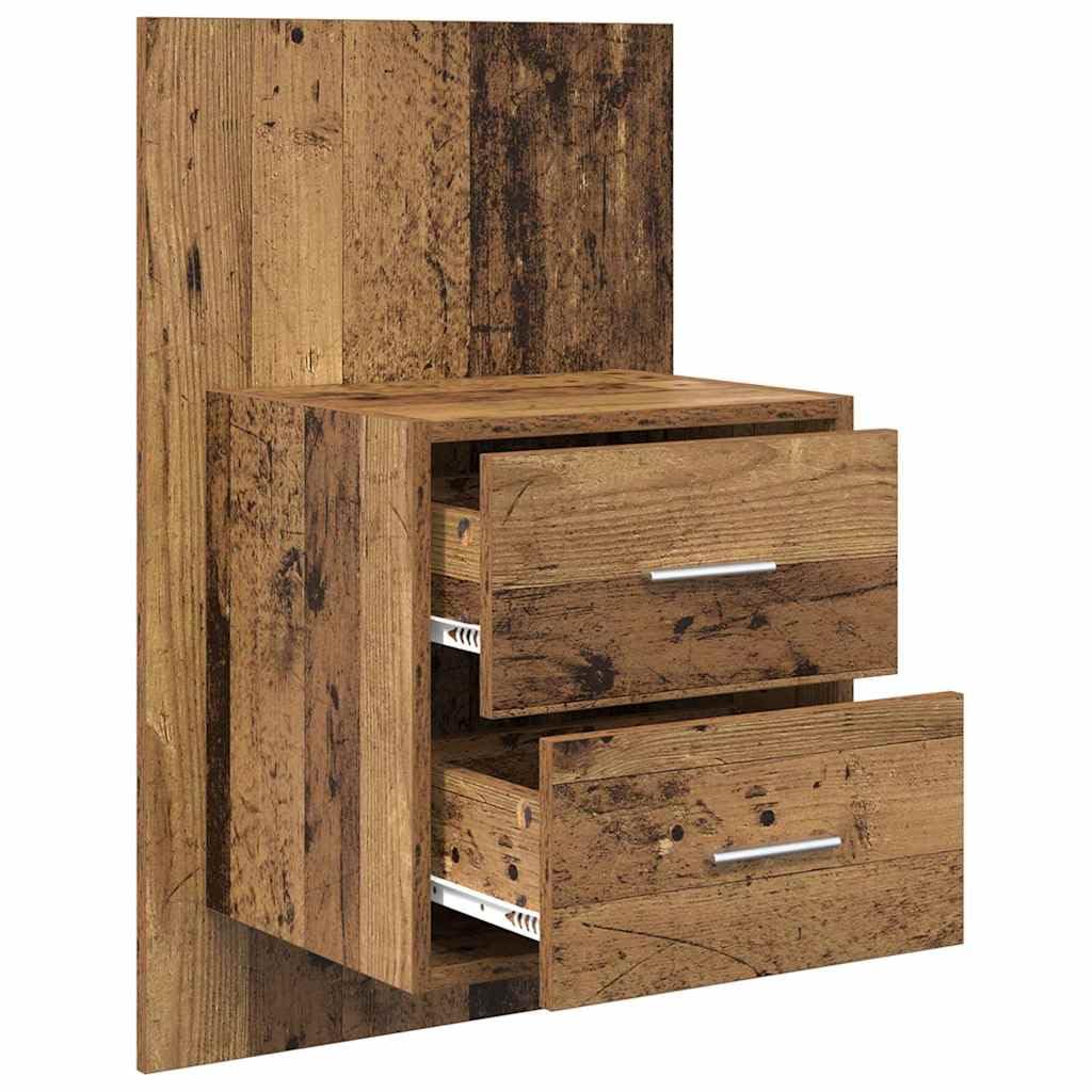 Montowany na ścianie stolik nocny z materiału drewnopochodnego z szufladą i półką, 48,5 x 32,5 x 80 cm, zajmujący niewiele miejsca design do sypialni, rustykalny styl, odporny na zarysowania i