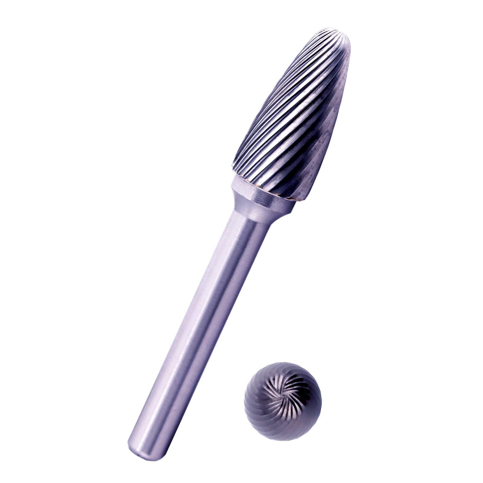Tungsten Carbide Burr Bit 1/4" Shank Flame Sharp End Single Flute Carbide Rotary File Bits for Metal Working, Deburring, Grinding, Polishing, Carving and Engraving — Amazon image 13