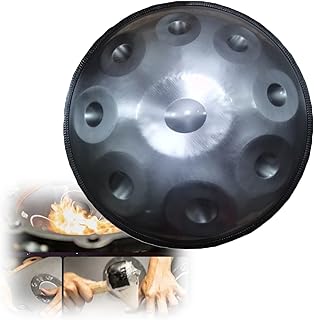 Harmonic Handpan Drum 9 Notes 22 Inches in D Minor Hand pan Steel Drum, Prremium Steel Tongue Drum Instrument for Adults, Sound Healing, Yoga Handdrum Gift with Soft Hand Pan Bag (Color : Silver(9not