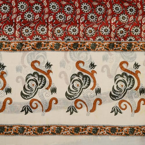 Image of Woman's &Girls Pure Cotton Bagru Print Unstitched Suit & Dress Material With Cotton Dupatta (Maroon)