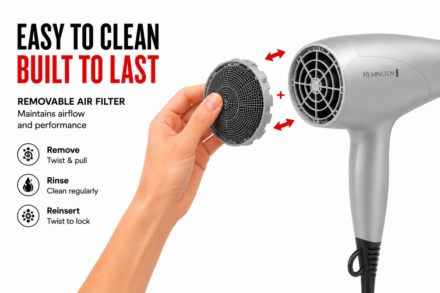 Remington Damage Protection Hair Dryer, Ceramic Ionic Technology view 6