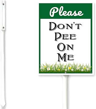 Uptell Garden Sign With Stake Dont Pee On Me 6x4.6in Rustproof Aluminum Metal Sign Fade Resistant Lawn Decoration