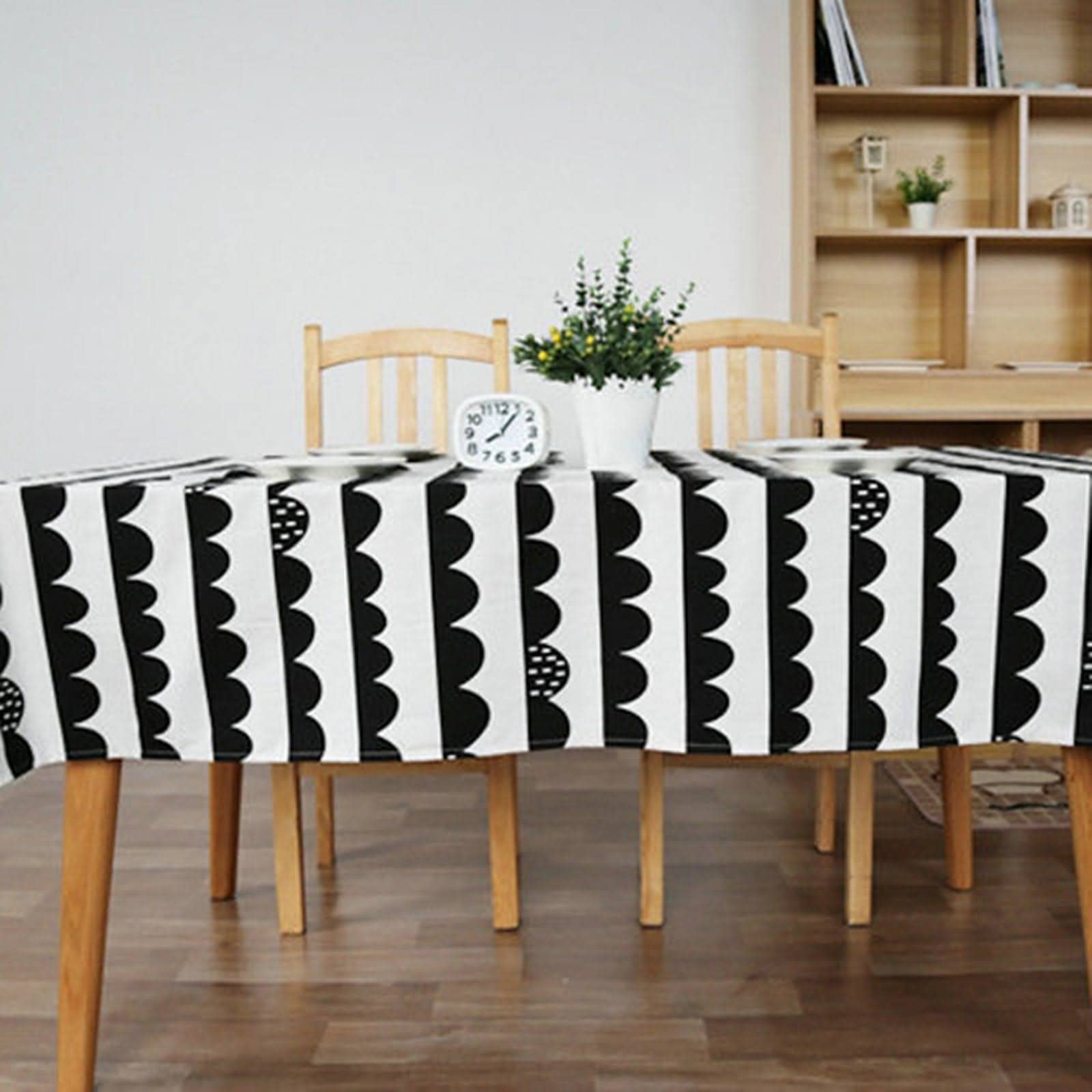 Manteles Mesa Tela Cuadrado Manteleria Elegante Ola Mantel De Mesa para Fiestas Mantel De Lino Blanco Negro Algodón Protección De Decoración De Mesa 140X140Cm
