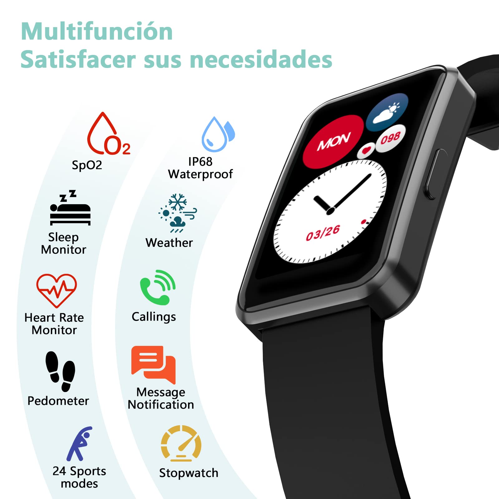 ITech Active Smartwatch Fitness Tracker, Heart Rate, Step, 52 OFF