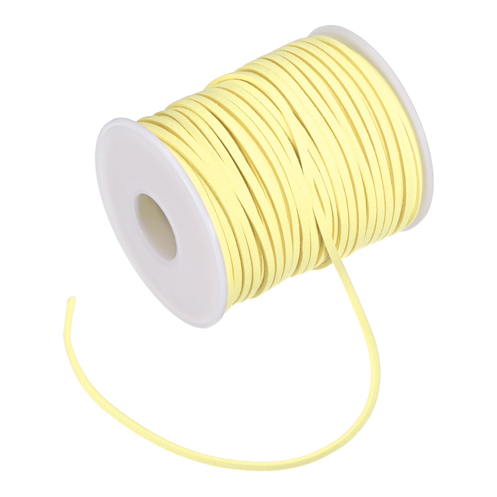 M METERXITY Faux Suede Leather Cord, 50 Yards 2.6mm Flat Suede Leather Lace, Light Yellow