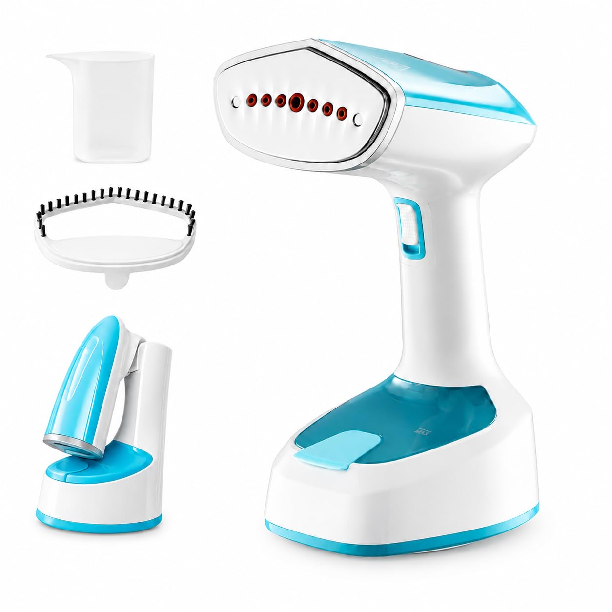 MULIN Vertikales Bügeleisen, 1500 W, vertikal, zusammenklappbar und tragbar mit Bürste, Reisebügeleisen mit 150 ml Tank, schnelle Erwärmung für Zuhause und Reisen
