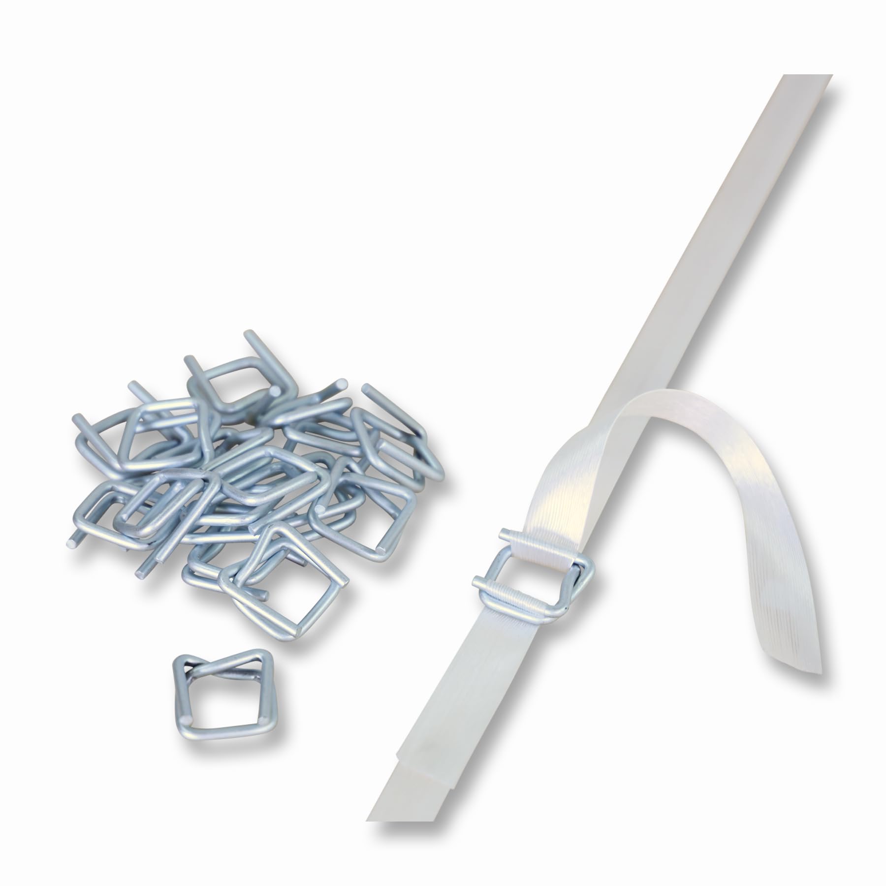 Europack24 Umreifungsband Set | 25mm Umreifungsband Hotmelt | 400 x Drahtverschlussklemmen | Für Ladungssicherung und Palettierung schwerer Güter alles im Umreifungsset