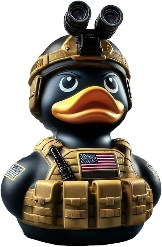 Armed Army Duck, Veteran Tribute Duck, Military Uniform Armed Forces Resin Ducks for Jeeps Ducking, Veterans Memorial Duck Honoring Veterans Rubber Duckies for Veteran Gifts Veterans Day Decor (B)