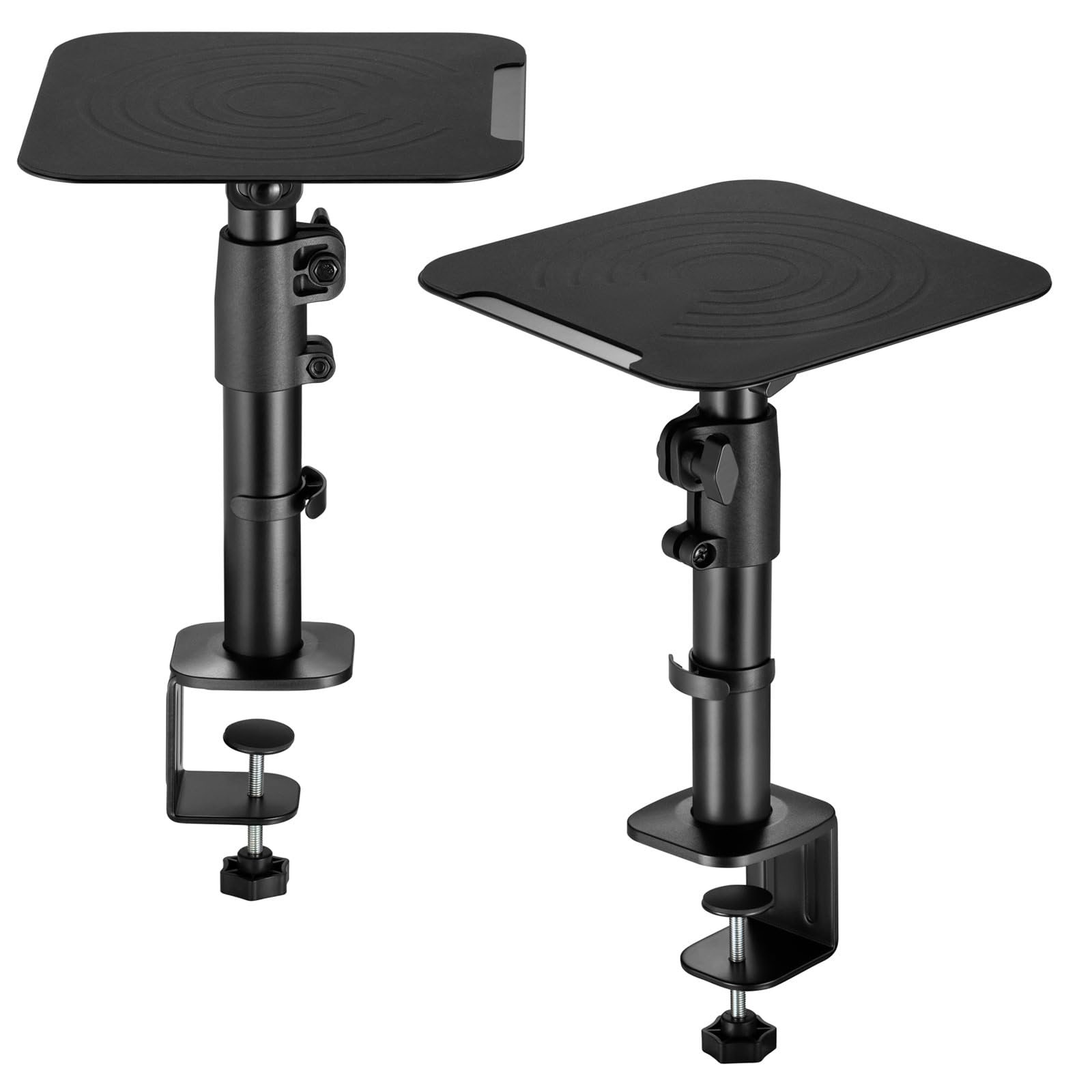 Paire Statifs de Table avec Pince pour Haut-parleurs - Support de Table Enceintes de Monitoring Studio - Hauteur réglable - Pieds métallique - Enceinte jusqu'à 15 kg BH7BA
