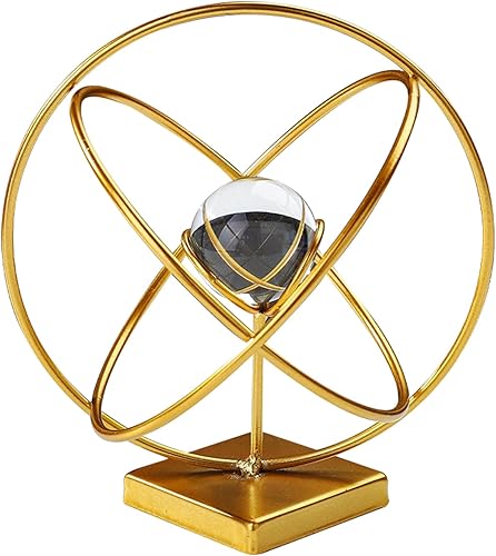 Crystal Balls, Decorative Glass Sphere Ball, Novelty Home Decor Crystal Ball with Long Lasting Charm, Clear Quaartz Spheres with Metal Decorations