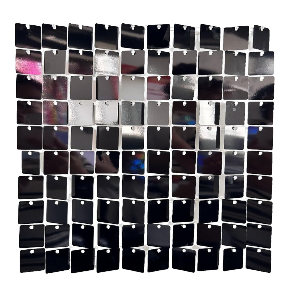 Mur de paillettes noir pour anniversaire et mariage | 24 Panneaux photo