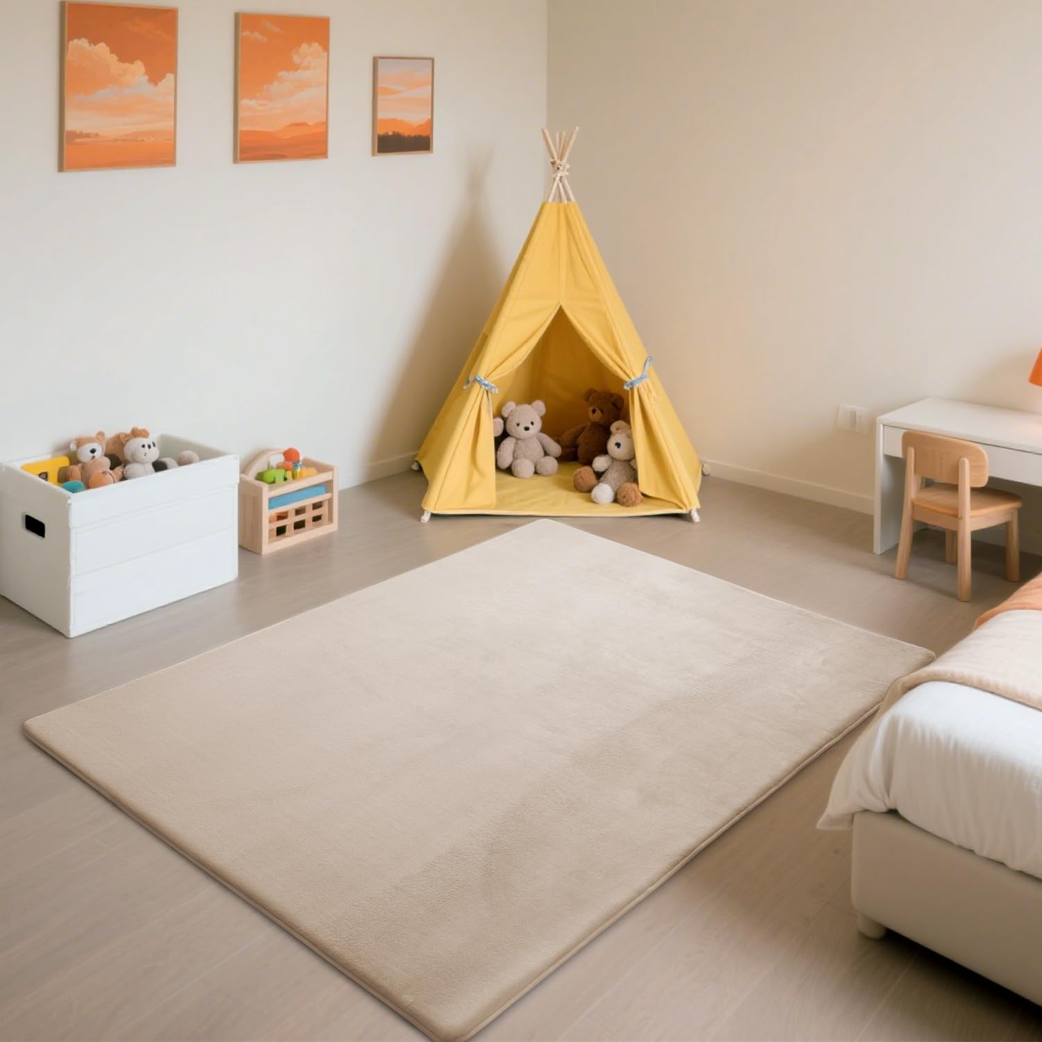 SETHEPACE Crawling Mat, 3CM Thick Baby Play Mat (Light Brown, 127x127CM)