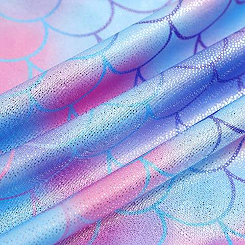Leotards for Girls Gymnastics Toddler Dance Biketards Mermaid Unicorn Athletic Dance Wear Shiny Rainbow Blue Hotpink
