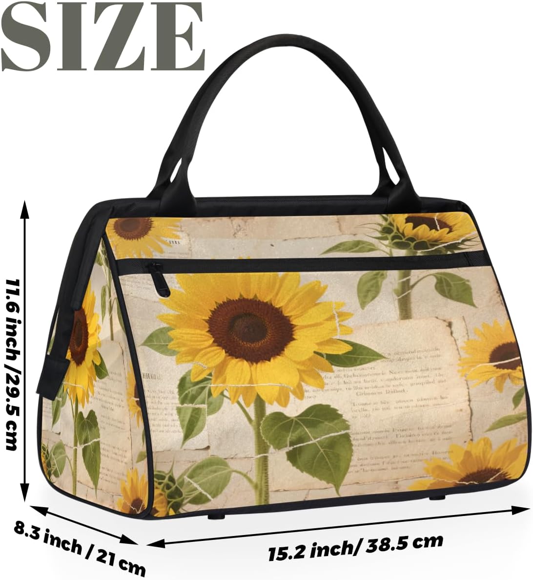 Travel Gym Bag - Sunflower Collage Large Capacity Tote for Men Women - Shoulder Weekender Bag for Travel Yoga School - Mommy Hospital for Labor Delivery