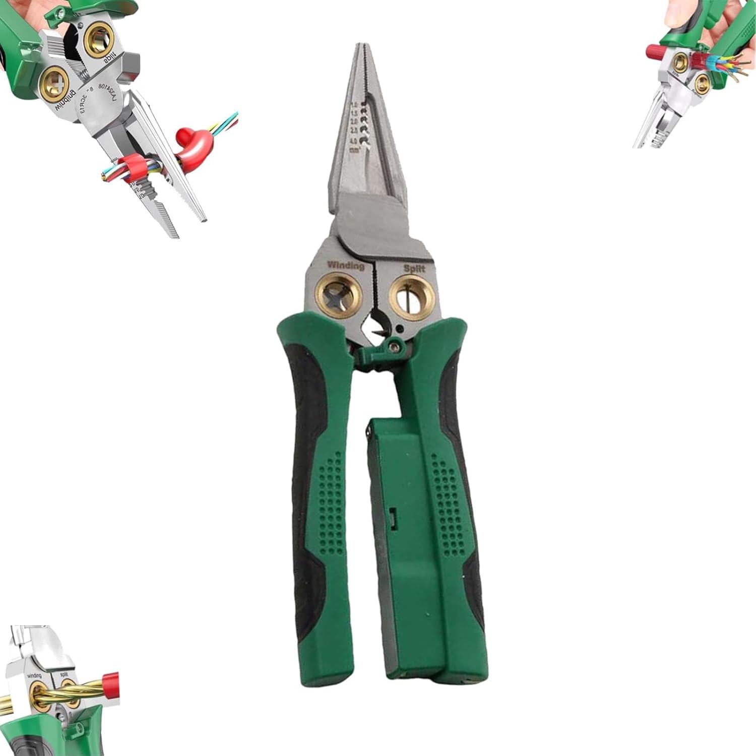 8 in 1 Wire Stripper, 8-in-1 Wire Stripper with Voltage Tester, Electric Wire Stripping Tool for Cutting and Pulling 8 in 1 Super Easy Multi-Function Wire Stripping Pliers (Green)