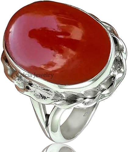 Miniatura 30 de Anillo de piedra preciosa de rubí natural, plata de ley 925, joyería hecha a mano para mujer, anillo de piedra natal