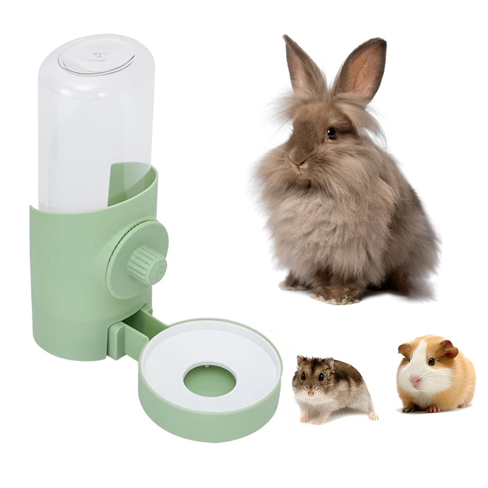 500ml Bebedero Conejo, Bebedero Hamster, Dispensador de Agua Antigoteo Automática para Mascotas Pequeñas (Verde)