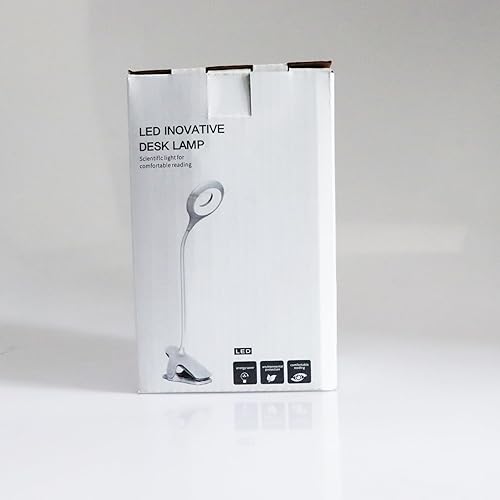 Miniatura 13 de Lámpara de escritorio LED con clip, 5 modos, 5 brillos regulables, luz de abrazadera regulable, batería recargable, lámpara de lectura flexible para