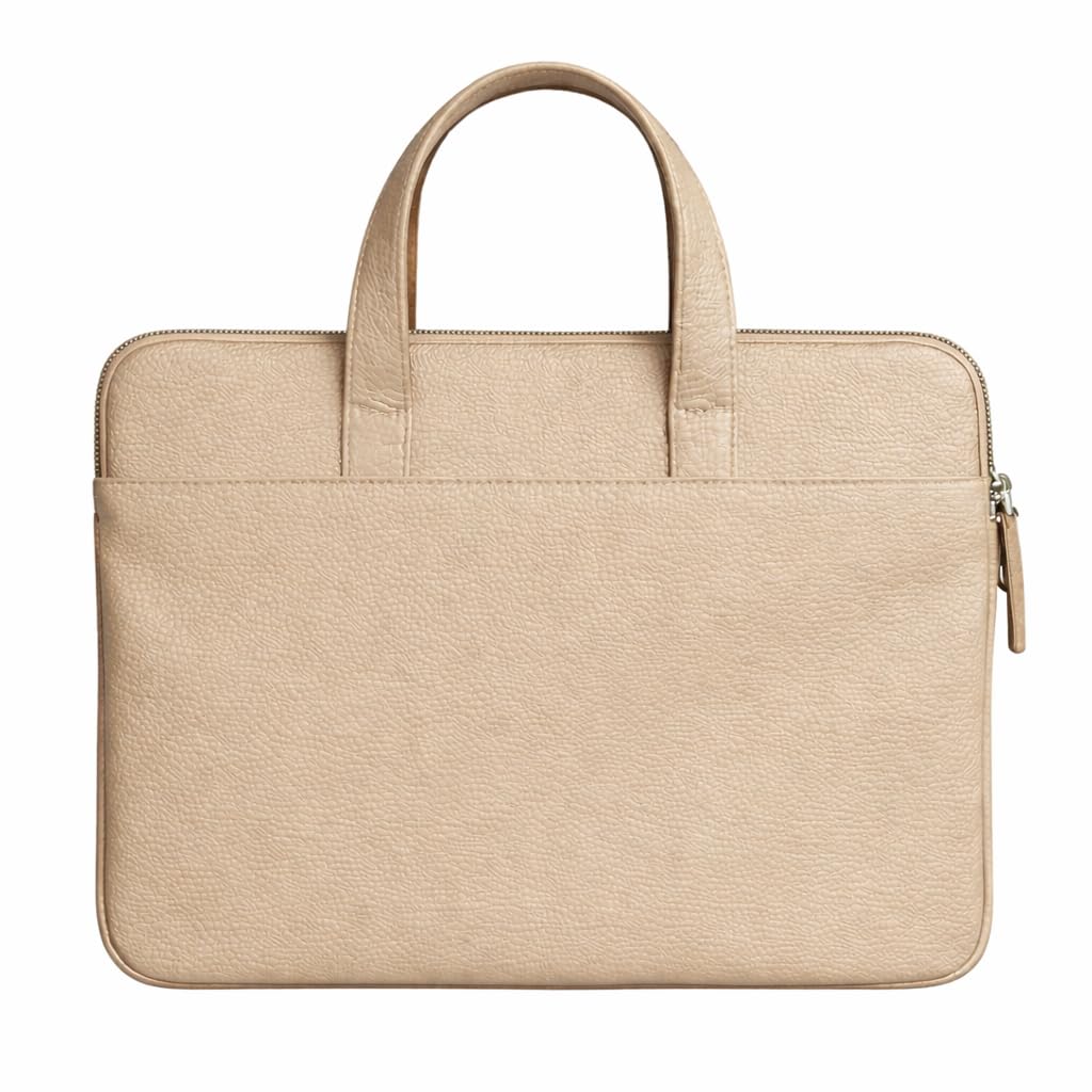 Bolsa de piel para laptop de 15 pulgadas MacBook Air hecha a mano con asas funda protectora delgada de cuero de grano completo (beige)