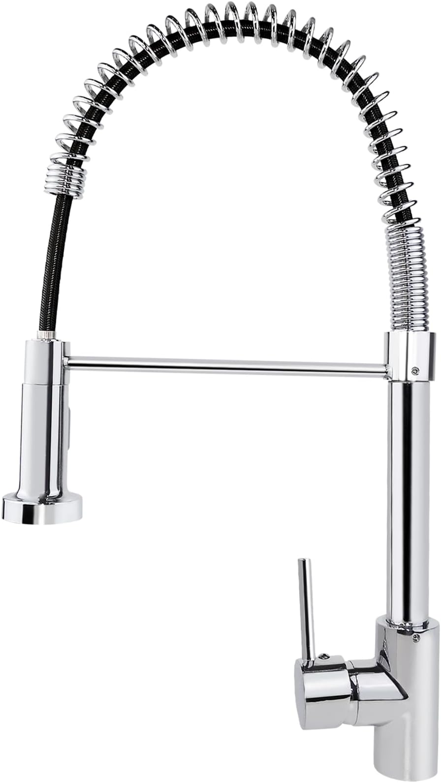 Kitchen Faucet, Pull Out Kitchen Sink Mixer Tap, 360° Rotating Kitchen Faucet with 2 Mode Spray, Single Lever Single Hole Kitchen Sink Faucet with High Arc Spring, Chrome Finish, Solid Brass Kitchen