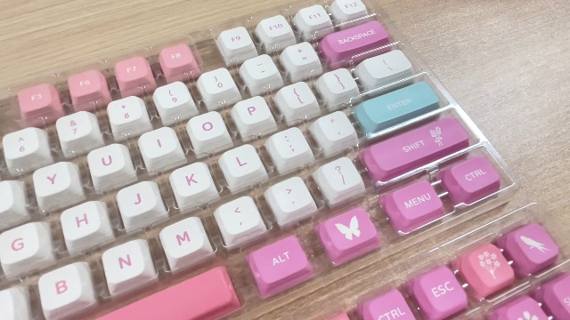 ♡ Pink ♡ HITIME XVX Keycaps - Pink Cute PBT Keycaps, MOA Profile Key