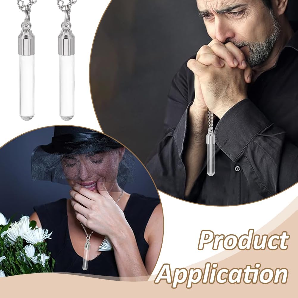 WADORN 12Pcs Vial Necklace Glass Vial Pendant, Zinc Alloy Urn Necklace for Ashes Clear Mini Glass Bottles Pendants for Women Men Loved One Jewelry Making DIY Necklaces Beads Perfume Supplies - Image 5