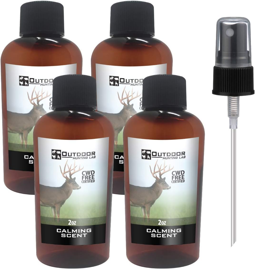 Outdoor Hunting Lab Calming Scent Buck Lure - Buck Attractant for Whitetail Deer - Buck Urine Scent for Deer Hunting - Doe Pee for Mock Scrapes, Scent Drags, and Drippers - 2 oz (2 Bottles) : Sports & Outdoors
