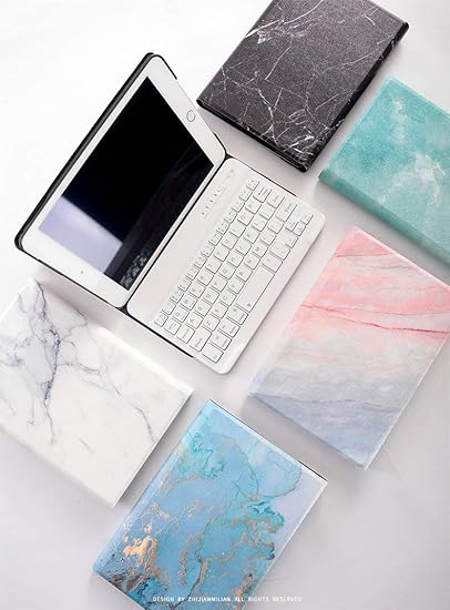Amazon 大理石柄 19 第7世代 Ipad 10 2 インチ キーボード ケース ペンホルダー付き マーブル柄 薄型 Ipad7 アイパッド 10 2 インチ 分離式 キーボード付き カバー Apple Pencil アップル ペンシル 収納 可愛い Ipad10 2インチ 白 黒キーボード Kmxdd
