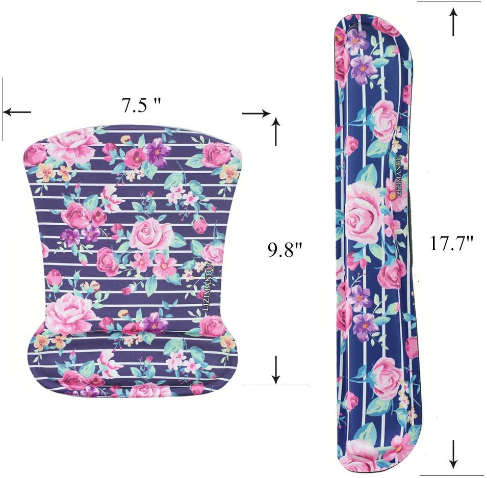 Cheliz Keyboard Wrist Rest Pad and Mouse Wrist Rest Support Mouse Pad - Durable & Comfortable & Lightweight for Easy Typing & Pain Relief-Ergonomic Support(2-Dark Blue Rose)