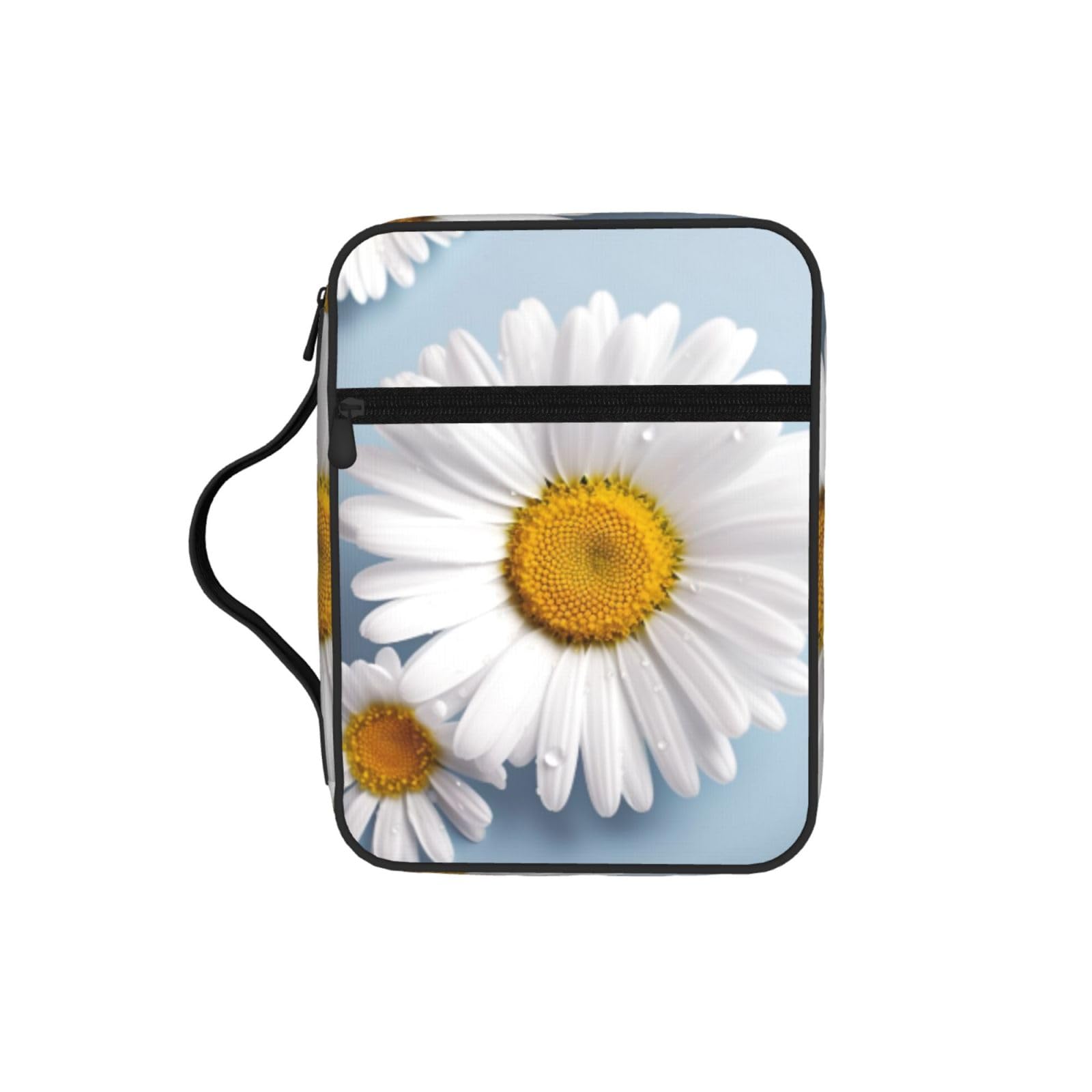White Daisy Bible Cover Case Waterproof Bible Bag With Handle Organizer Storage Book Cover For Bible Study